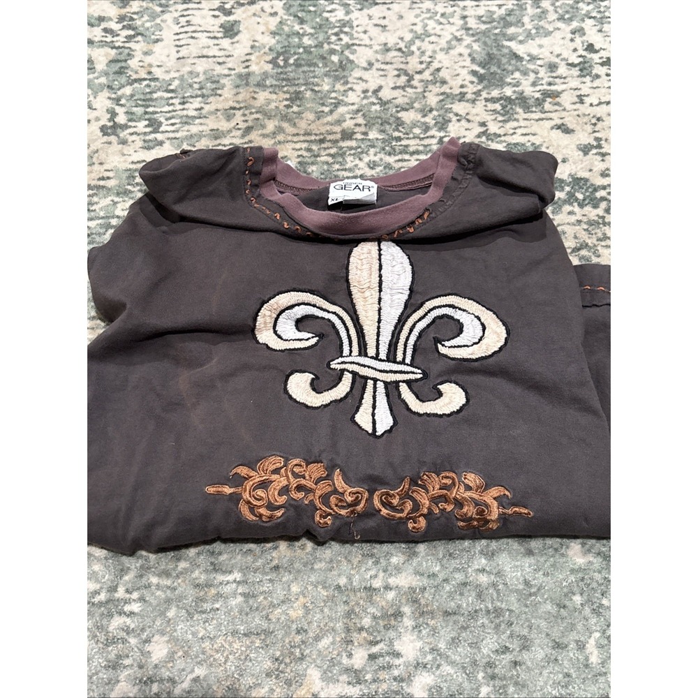 Y2K Under Gear fleur-de-lis Shirt Embroidered Grunge Skate Wear XL